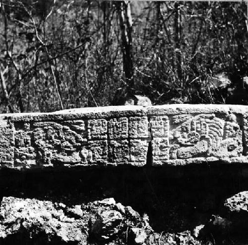 Front edge of sculptured lintel with glyphs