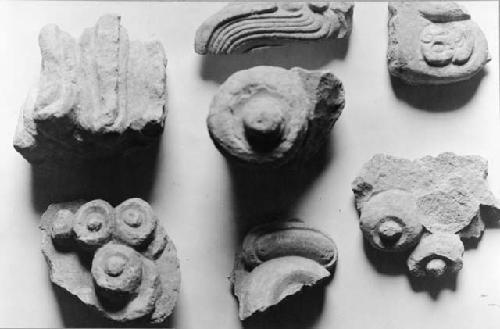 Sculpture fragments reused in walls of Temple 22