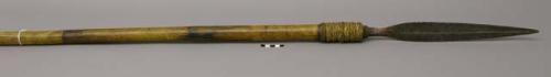 Spear - broad, triangular iron point; bands of braided bamboo