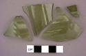 Glass, olive green bottle glass, curved, thick fragments