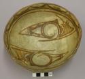 Bowl, polacca polychrome style c. int: zuni rain bird design; ext: slipped, no d