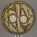 Bowl, polacca polychrome style c. int: zuni rain bird design; ext: slipped, no d