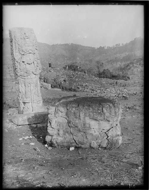 Front of Stela H and altar