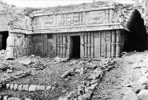 Detail of south facade doorways, Structure I; Center wing; Room 22