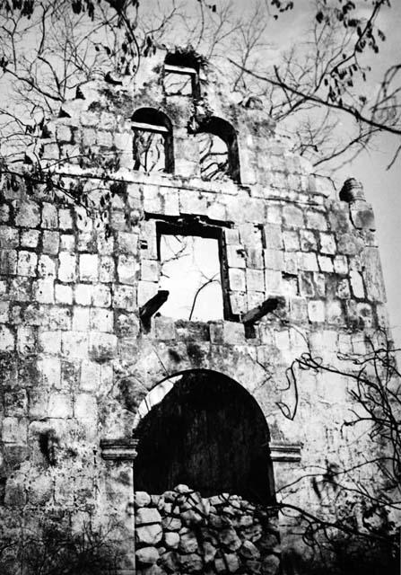 Facade of ruined colonial church