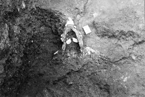 Jade incrusted mask or headdress, Mound E-III-3; Tomb 2; Southeast corner