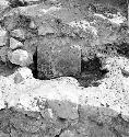 Mound A. West pillar of temple hidden by later crude masonry