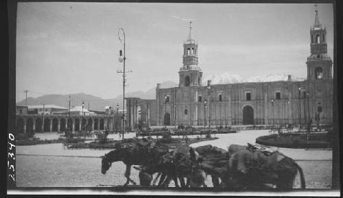 City scene - buildings, church, etc.