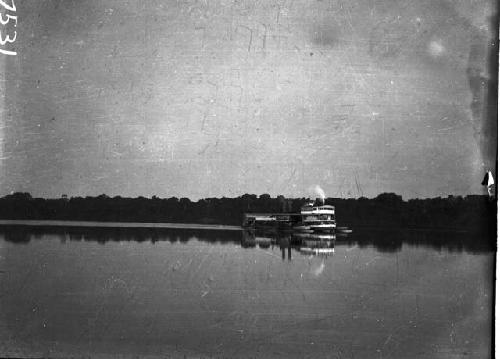 Freighter traveling on river