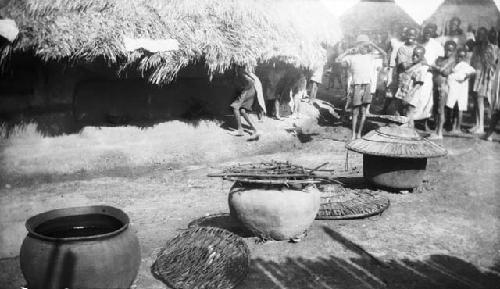 Group gathered by dye pots