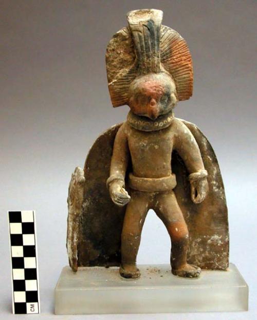 Sculpture, bird man figure with headdress