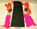 Woman's belt with pink yarn fringe