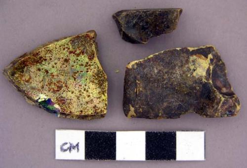 Glass, brown bottle glass, thick fragments