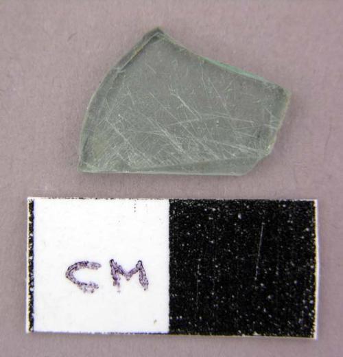 Glass, flat, green-tinted fragment