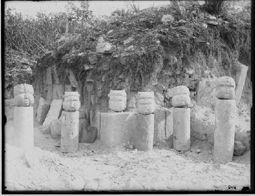 Heads of stone - southwest corner of mound 6