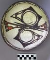 Bowl, polacca polychrome style c. int: zuni rain bird design; ext: linear design