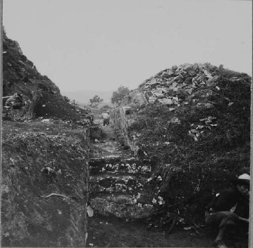 Stairway and Passage between mounds 13 and 14; After Cleaning