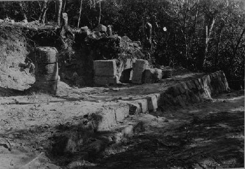 Temple of Xtoloc Cenote in 1925 during excavation