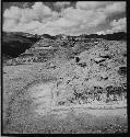 West Side of Structure; Looking North along Basal Terrace and Step, Cleaned