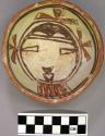 Bowl, polacca polychrome style c. int: kachina design; ext: slipped, no design.