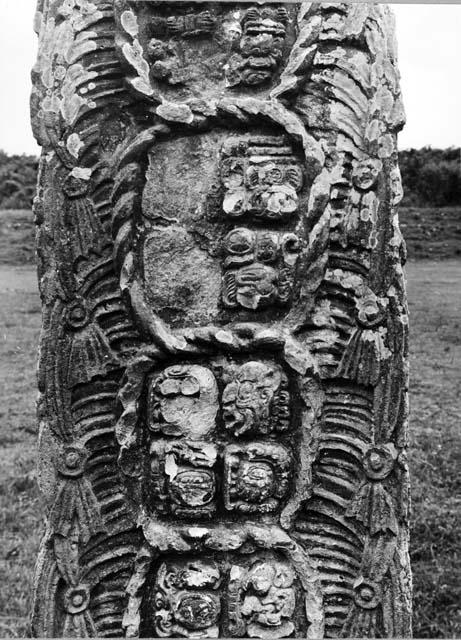 Close-up of back of Stela F