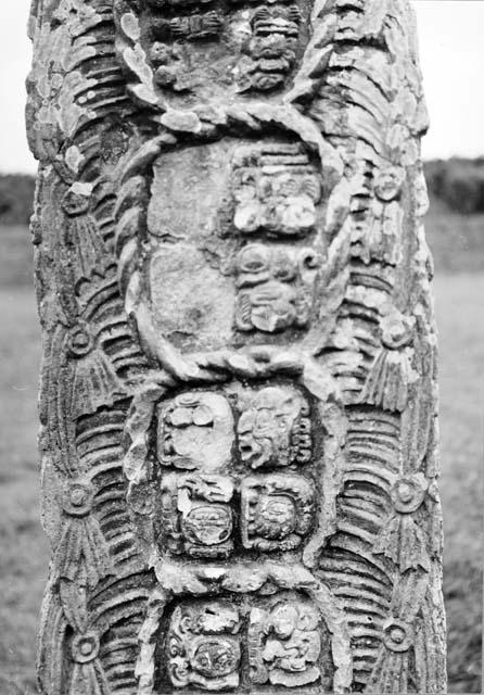 Close-up of back of Stela F