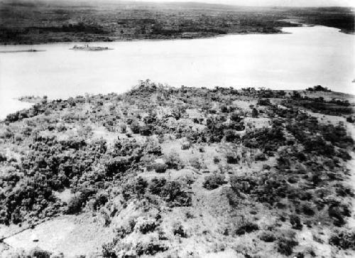 Aerial view of Flores and Lake Peten