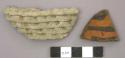 Ceramic sherds, 1 corrugated, 1 red with black designs