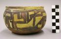 Bowl, polacca polychrome style c. int: splatter design; ext: linear design. 8.0