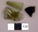 Glass, olive green bottle glass, fragments