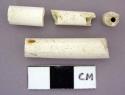 Ceramic, pipe stem, fragments, white