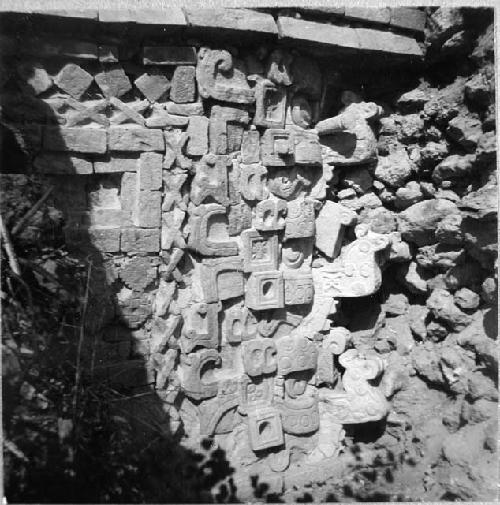 Great Pyramid.  Three diagonal corner masks at the north end of the east facade,