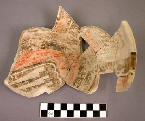 Fragments of polychrome pottery bowl