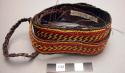 Basketry belt - brown with red and yellow designs