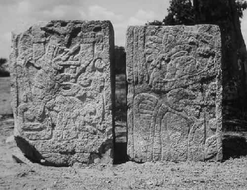 2D7. 3 sides of 2 jamb stones found at SW corner of pyramid base.