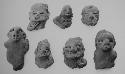 Figurine heads (7), red-brown & red slipped