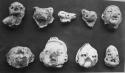 Human and animal figurine heads (9)