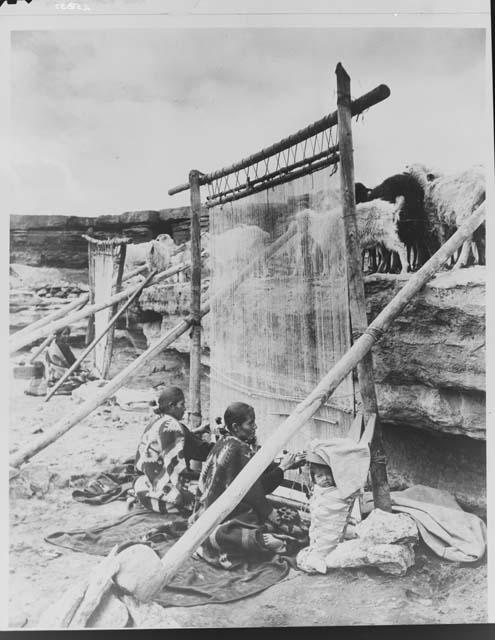 Navajo Women Weaving