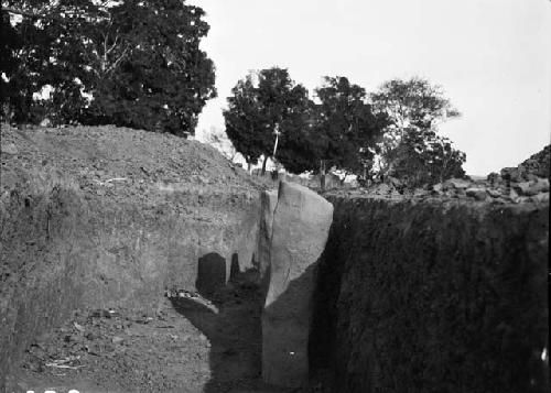 Stone columns in trench 9 - stones 1 and 2, looking east