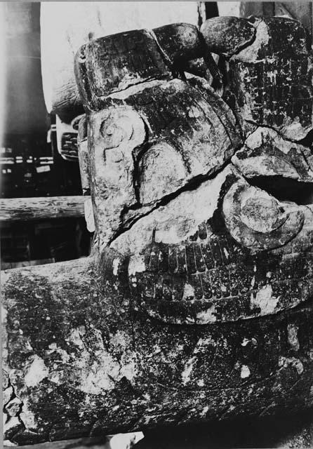 Head of serpent column from Temple of Chac Mool