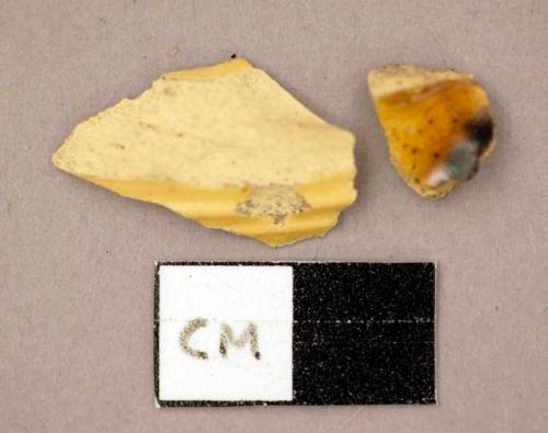 Ceramic, earthenware, staffordshire, yellow lead-glazed sherds