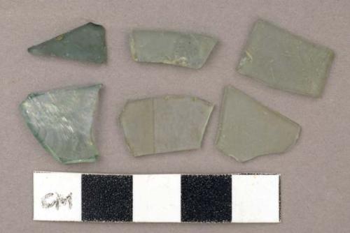 Glass, flat, green shards