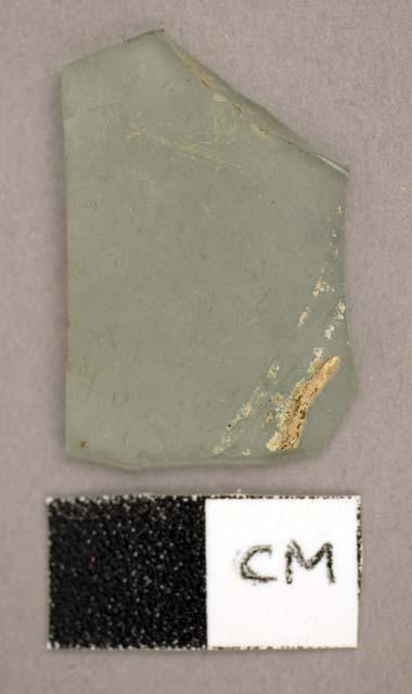 Glass, flat, green shard, opaque