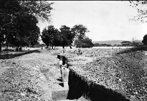 Stone columns in trench 9 - general view looking east