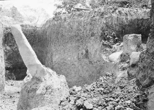 Stone columns and altar stones - trench 10 at riverbank