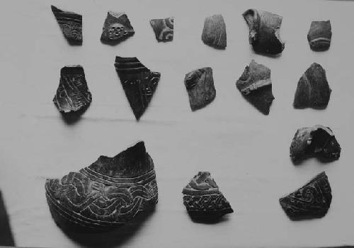 Plumbate and fine orange sherds