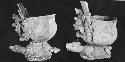 2 Mayapan effigy vessels  a: god riding a bird  b: god riding a dog (?)