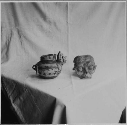 Pottery vessel and stucco skull