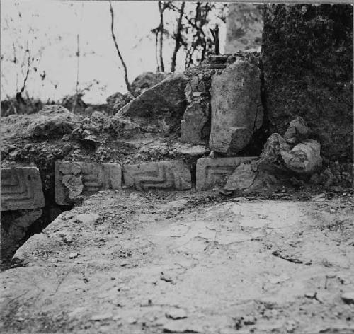 Stucco decoration of north serpent column at Structure Q159