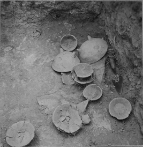 Pottery in situ in bottom of tomb, structure Q-169